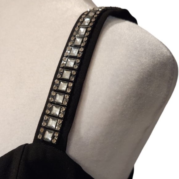 Evan Picone Black Cocktail Dress with Rhinestone Detail at Straps and Li… - Picture 5 of 8